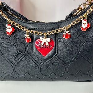 Handmade Festive Christmas Gold Bag Charm with Red Accents.